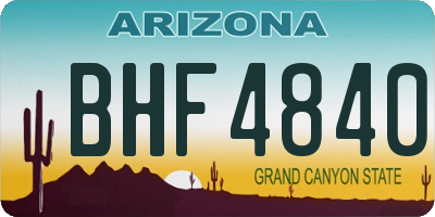 AZ license plate BHF4840