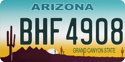 AZ license plate BHF4908