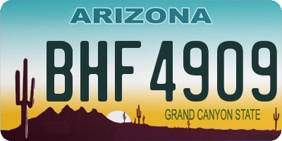 AZ license plate BHF4909
