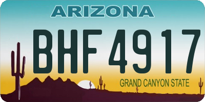 AZ license plate BHF4917