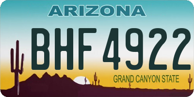 AZ license plate BHF4922
