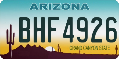 AZ license plate BHF4926