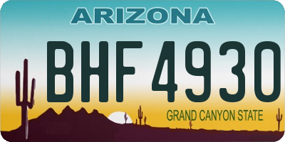 AZ license plate BHF4930