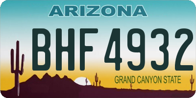 AZ license plate BHF4932