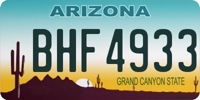 AZ license plate BHF4933