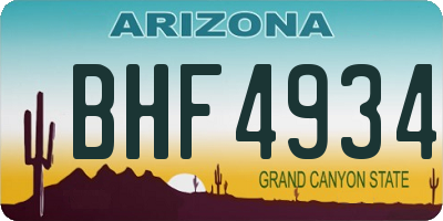 AZ license plate BHF4934