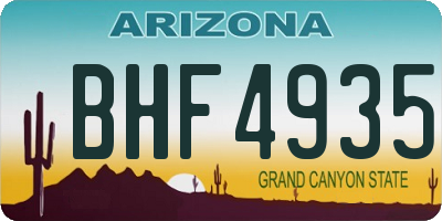 AZ license plate BHF4935