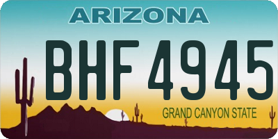 AZ license plate BHF4945