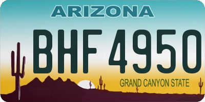 AZ license plate BHF4950