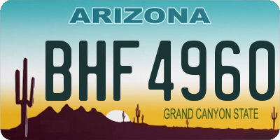 AZ license plate BHF4960