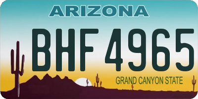 AZ license plate BHF4965