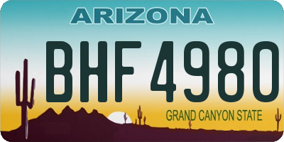 AZ license plate BHF4980