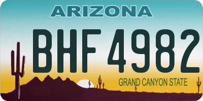 AZ license plate BHF4982