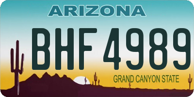 AZ license plate BHF4989