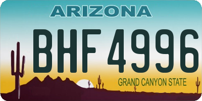AZ license plate BHF4996