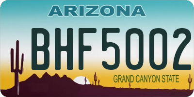 AZ license plate BHF5002