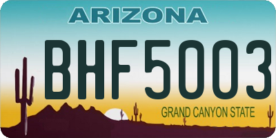 AZ license plate BHF5003