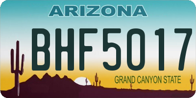AZ license plate BHF5017