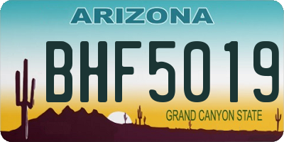 AZ license plate BHF5019