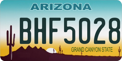 AZ license plate BHF5028