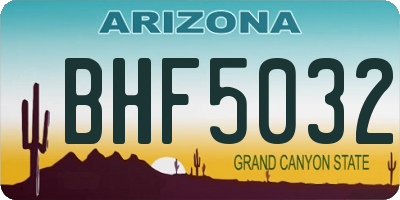 AZ license plate BHF5032