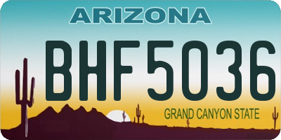 AZ license plate BHF5036