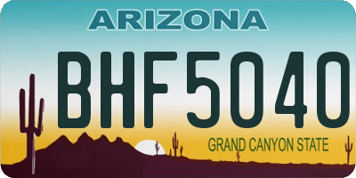 AZ license plate BHF5040