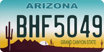 AZ license plate BHF5049