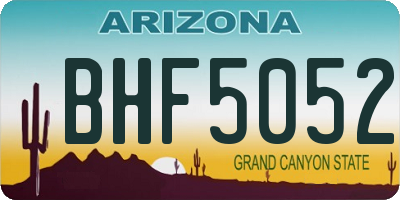 AZ license plate BHF5052