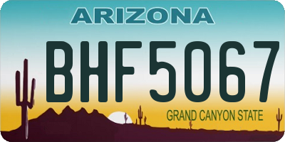 AZ license plate BHF5067