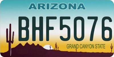 AZ license plate BHF5076