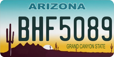AZ license plate BHF5089