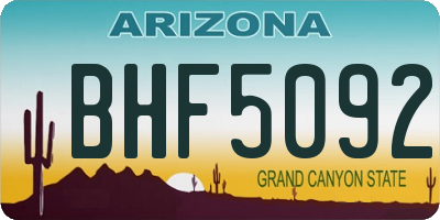 AZ license plate BHF5092