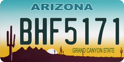 AZ license plate BHF5171