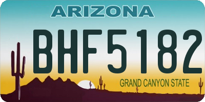 AZ license plate BHF5182