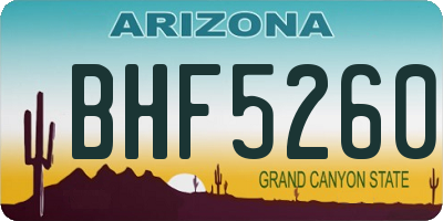AZ license plate BHF5260