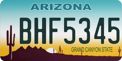 AZ license plate BHF5345