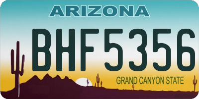 AZ license plate BHF5356