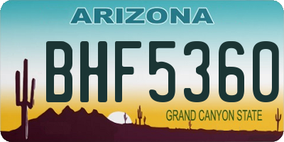 AZ license plate BHF5360