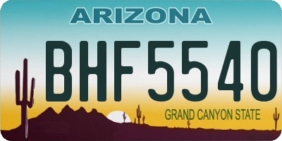 AZ license plate BHF5540