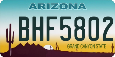 AZ license plate BHF5802
