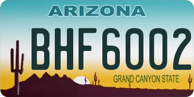 AZ license plate BHF6002