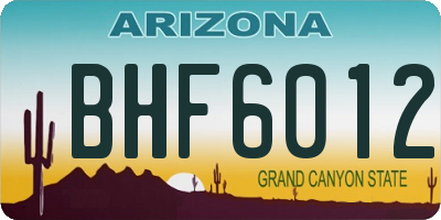 AZ license plate BHF6012