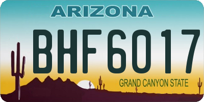 AZ license plate BHF6017