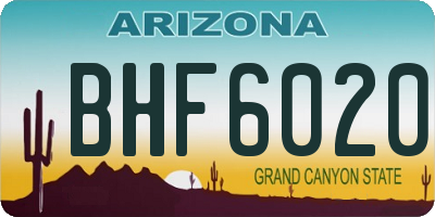 AZ license plate BHF6020