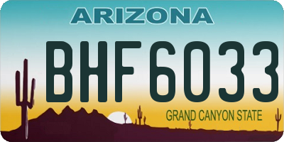 AZ license plate BHF6033