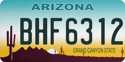 AZ license plate BHF6312