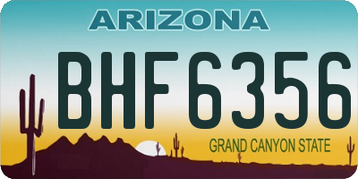 AZ license plate BHF6356