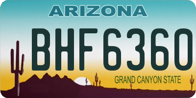 AZ license plate BHF6360