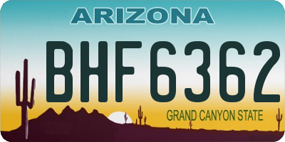 AZ license plate BHF6362